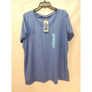 Eddie Bauer Women's V-Neck Tshirt Short Sleeve Blue Basic Small 100% Cotton